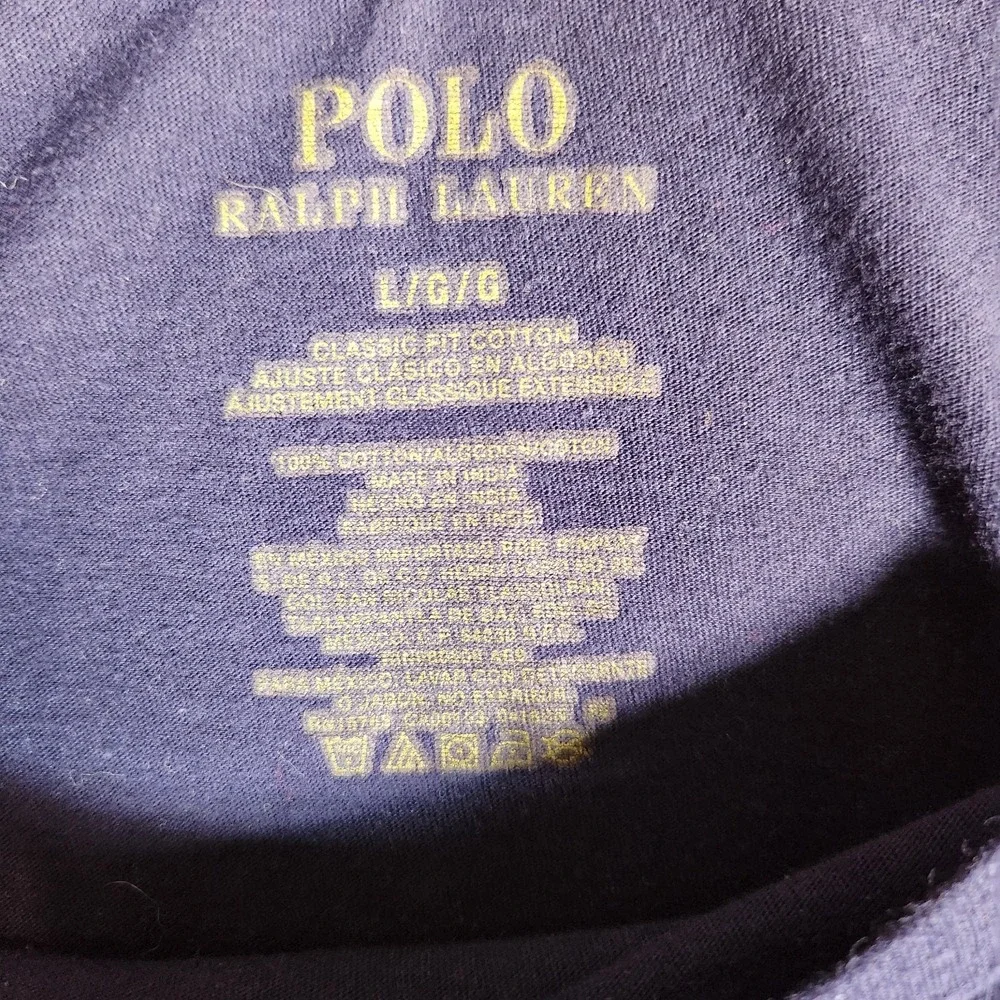 Polo Ralph Lauren Tee Shirt Men's Large Blue Crew Neck Short Sleeve Pony‎